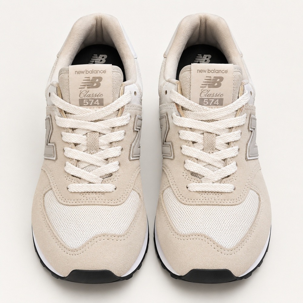 New Balance 574 Classic Angora White Suede Mesh Sneakers WL574EVW Womens 10